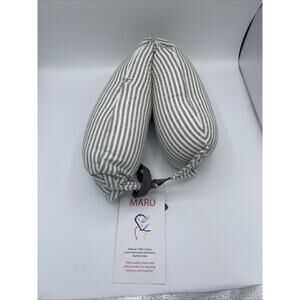 Lot Of 2 Soft Microbead Travel Airplane Neck Pillows Gray Striped Pattern